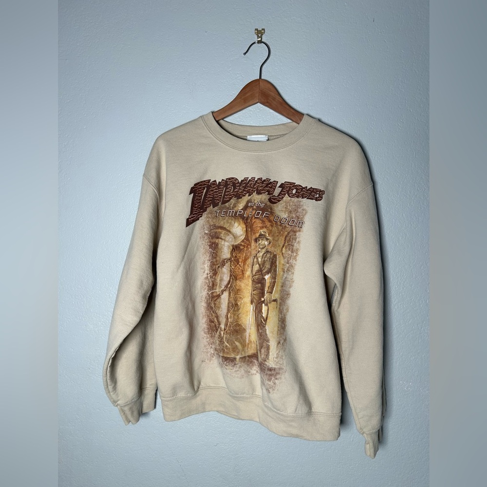 Disney Indiana Jones Temple of Doom Tan Crewneck pullover Sweatshirt movieposter